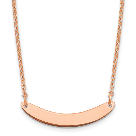 Sterling Silver/Rose-plated Small Curved Blank Bar Necklace