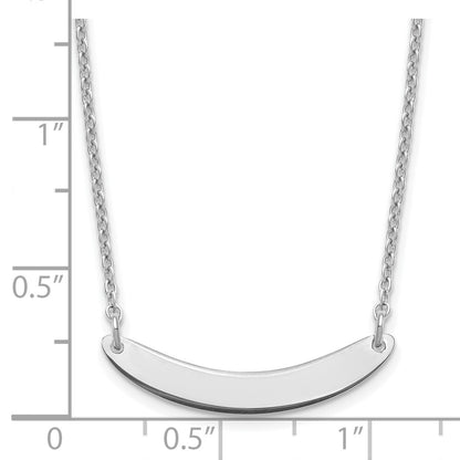 Sterling Silver/Rhodium-plated Small Curved Blank Bar Necklace