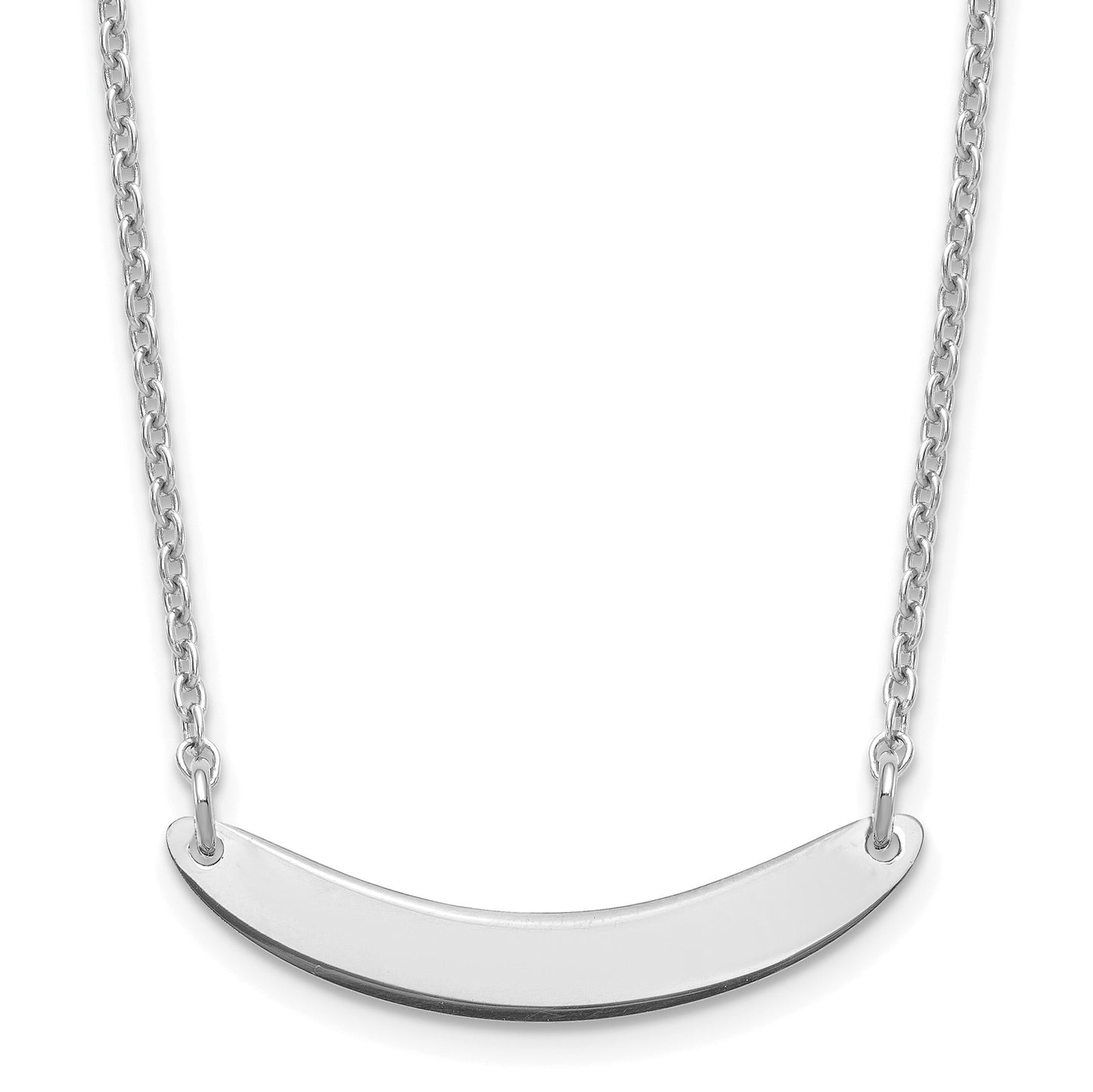 Sterling Silver/Rhodium-plated Small Curved Blank Bar Necklace