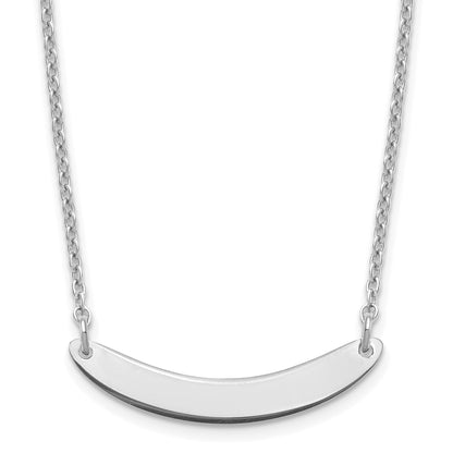 Sterling Silver/Rhodium-plated Small Curved Blank Bar Necklace