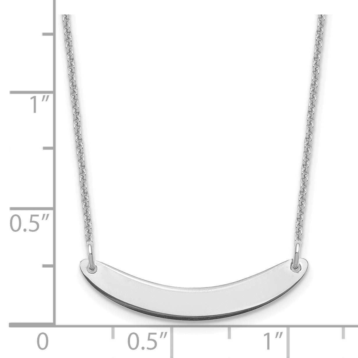 14k White Gold Small Curved Blank Bar Necklace
