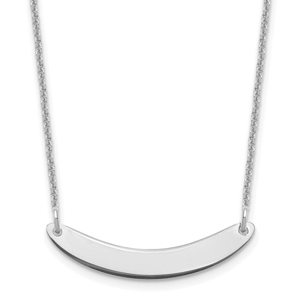 10k White Gold Small Curved Blank Bar Necklace