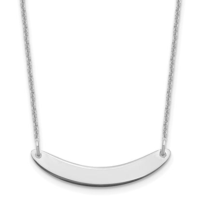 14k White Gold Small Curved Blank Bar Necklace