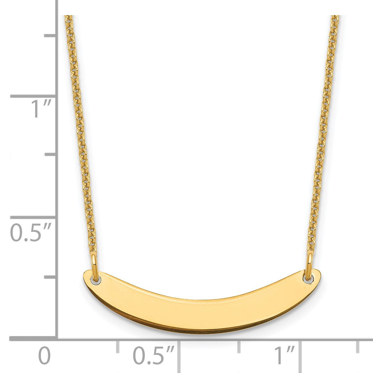 14k Yellow Gold Small Curved Blank Bar Necklace