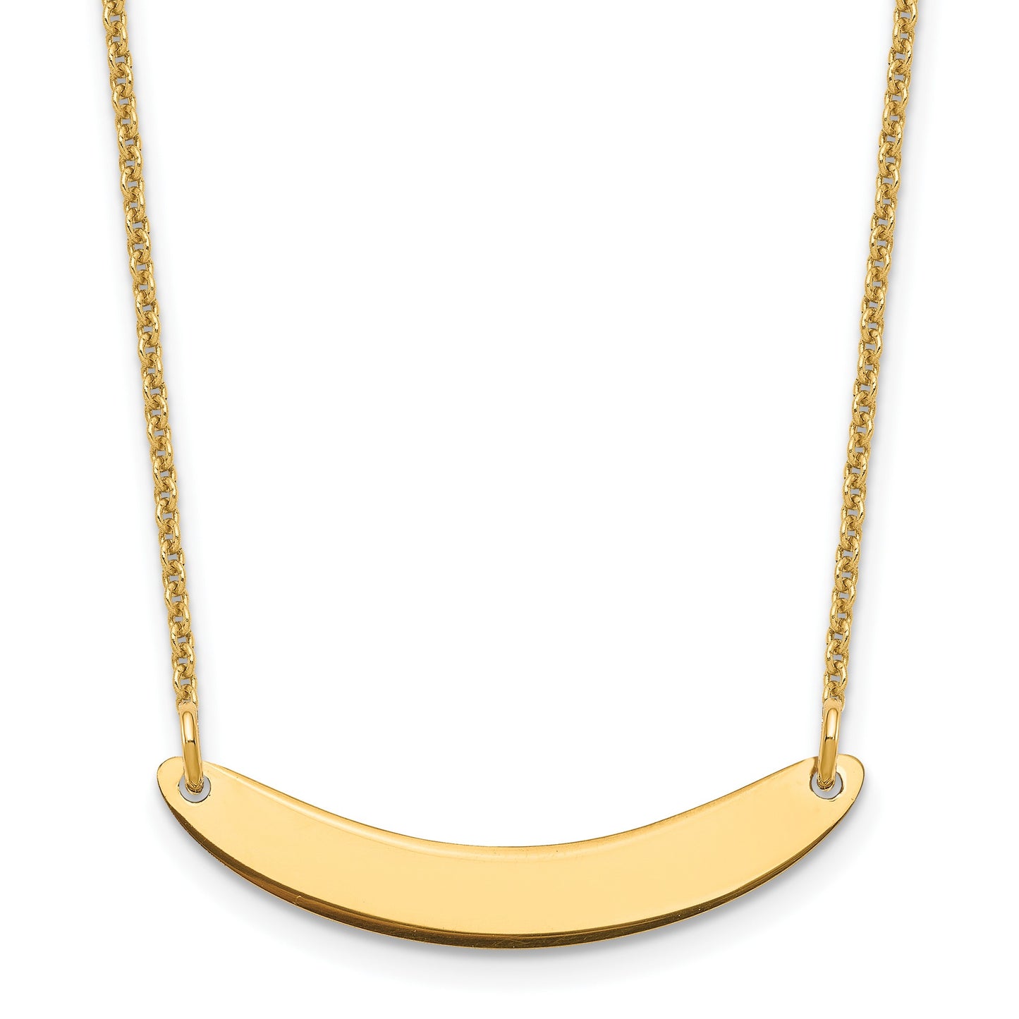 14k Yellow Gold Small Curved Blank Bar Necklace