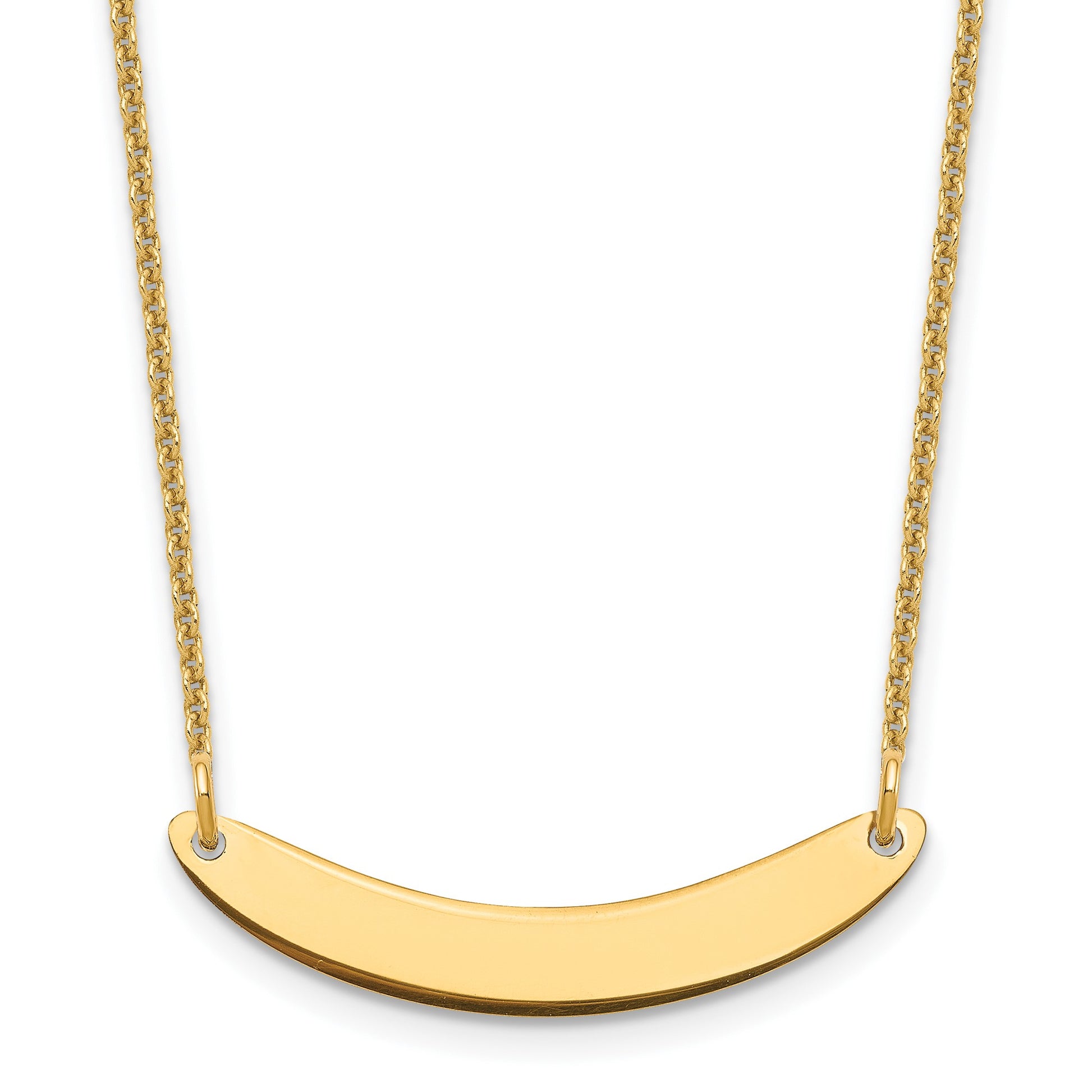 14k Yellow Gold Small Curved Blank Bar Necklace