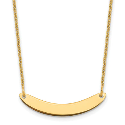 14k Yellow Gold Small Curved Blank Bar Necklace