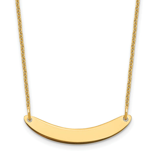 14k Yellow Gold Small Curved Blank Bar Necklace