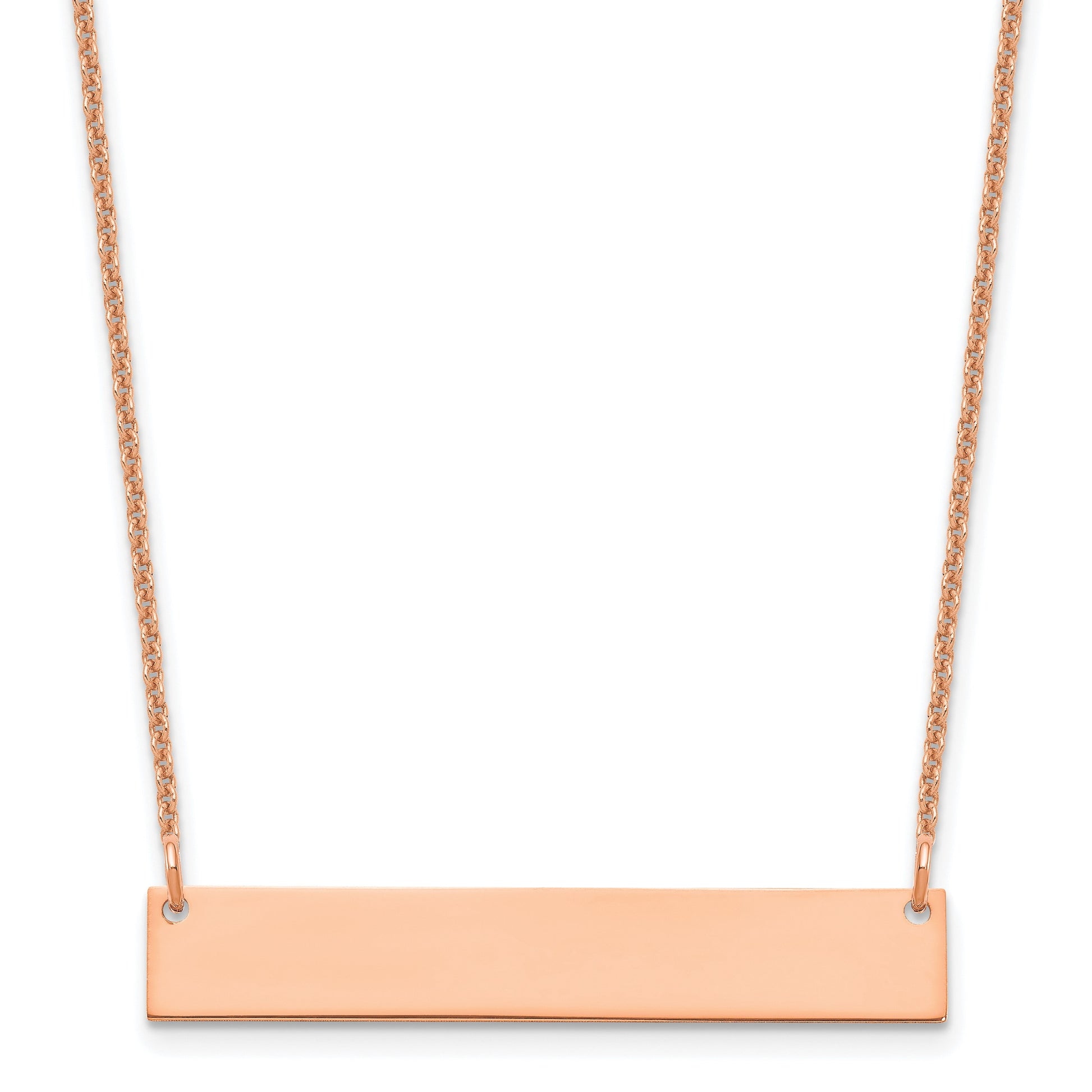 14k Rose Gold Medium Blank Bar Necklace