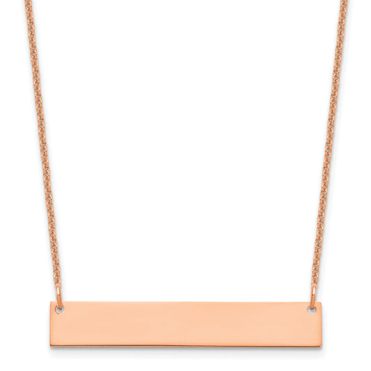 14k Rose Gold Medium Blank Bar Necklace
