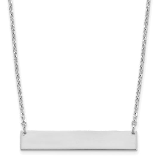 Sterling Silver/Rhodium-plated Medium Blank Bar Necklace