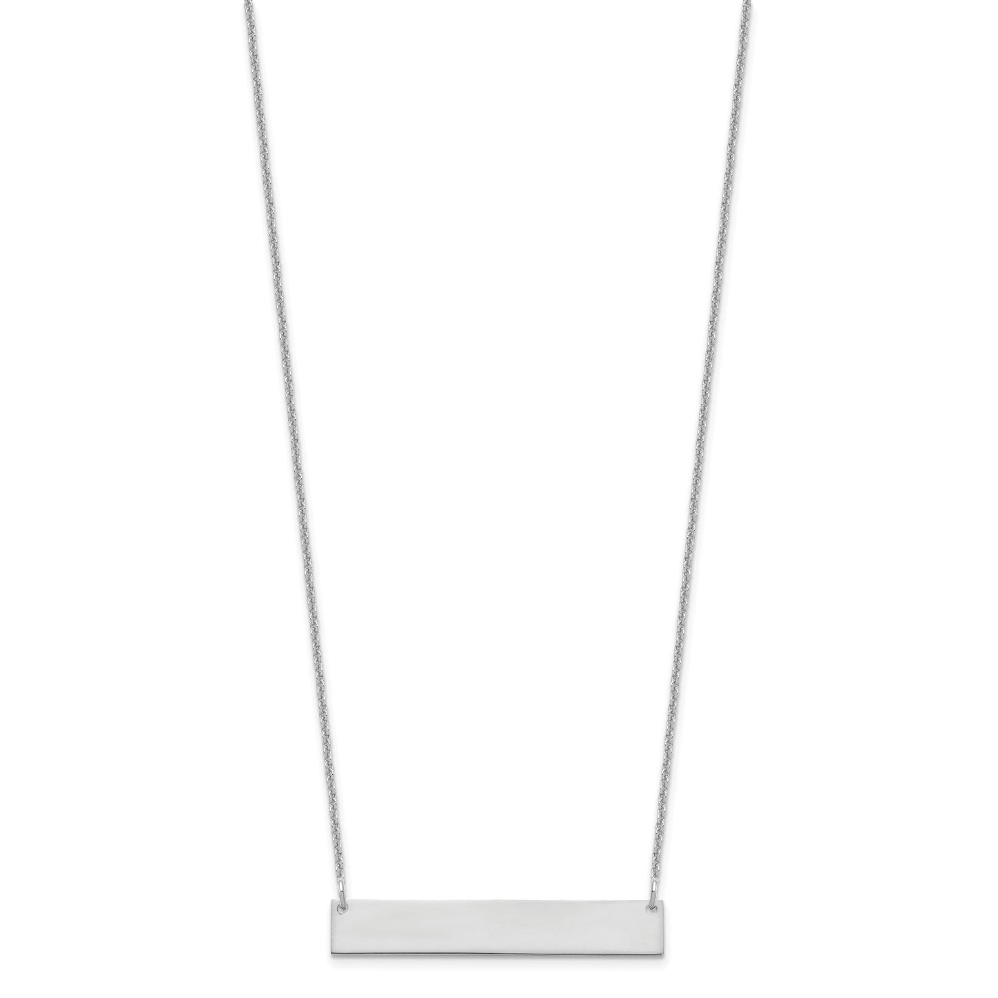 14k White Gold Medium Blank Bar Necklace