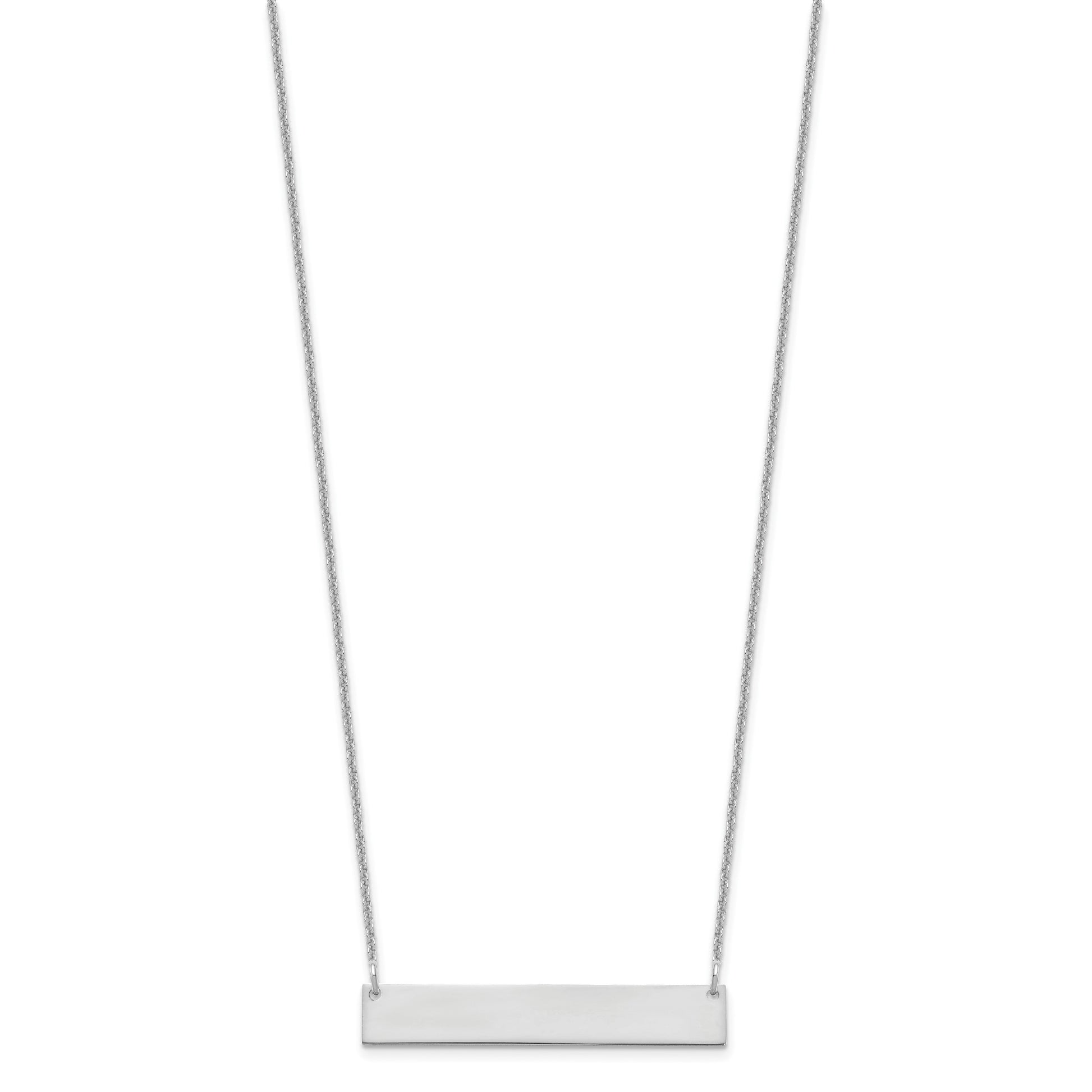 14k White Gold Medium Blank Bar Necklace