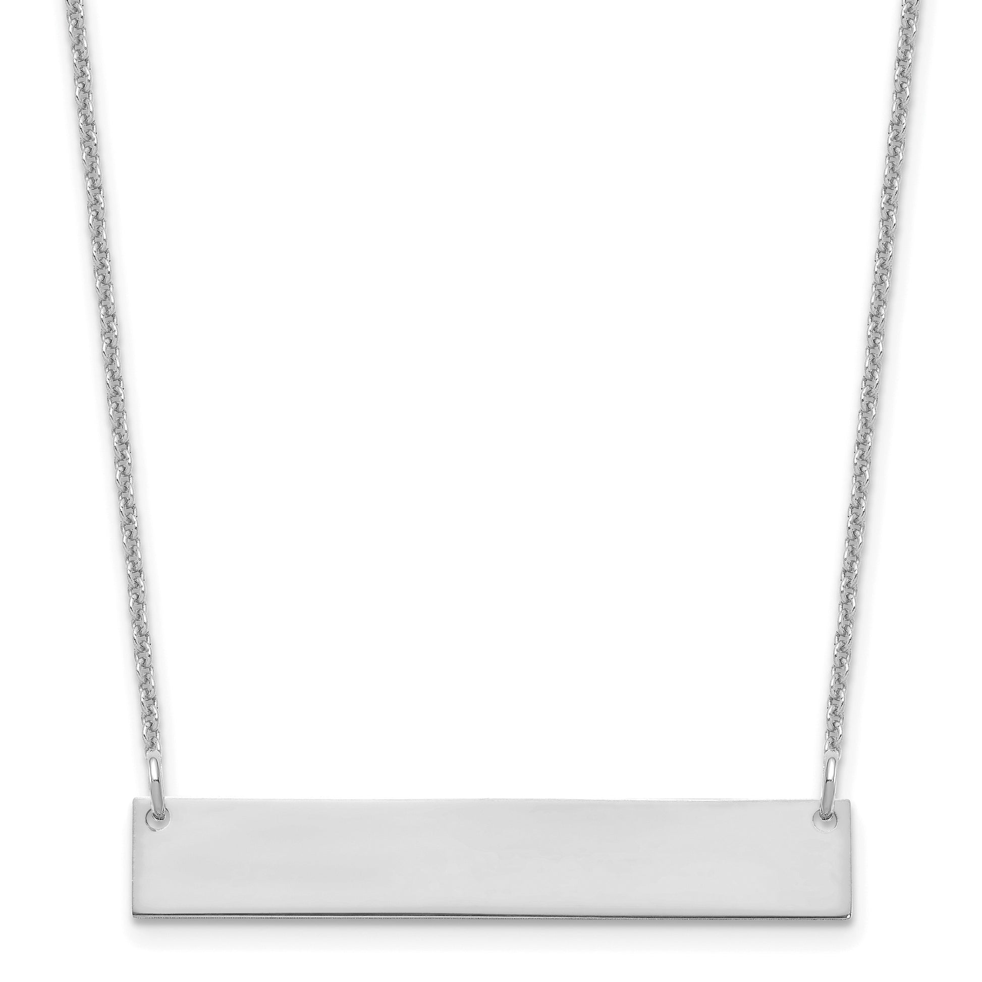 14k White Gold Medium Blank Bar Necklace
