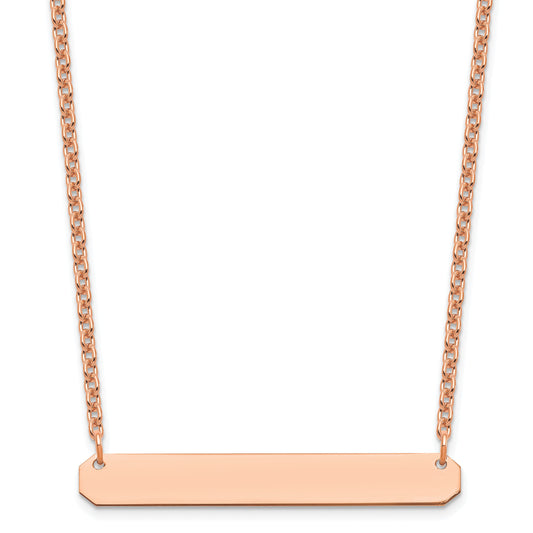 Sterling Silver/Rose-plated Medium Blank Bar Necklace
