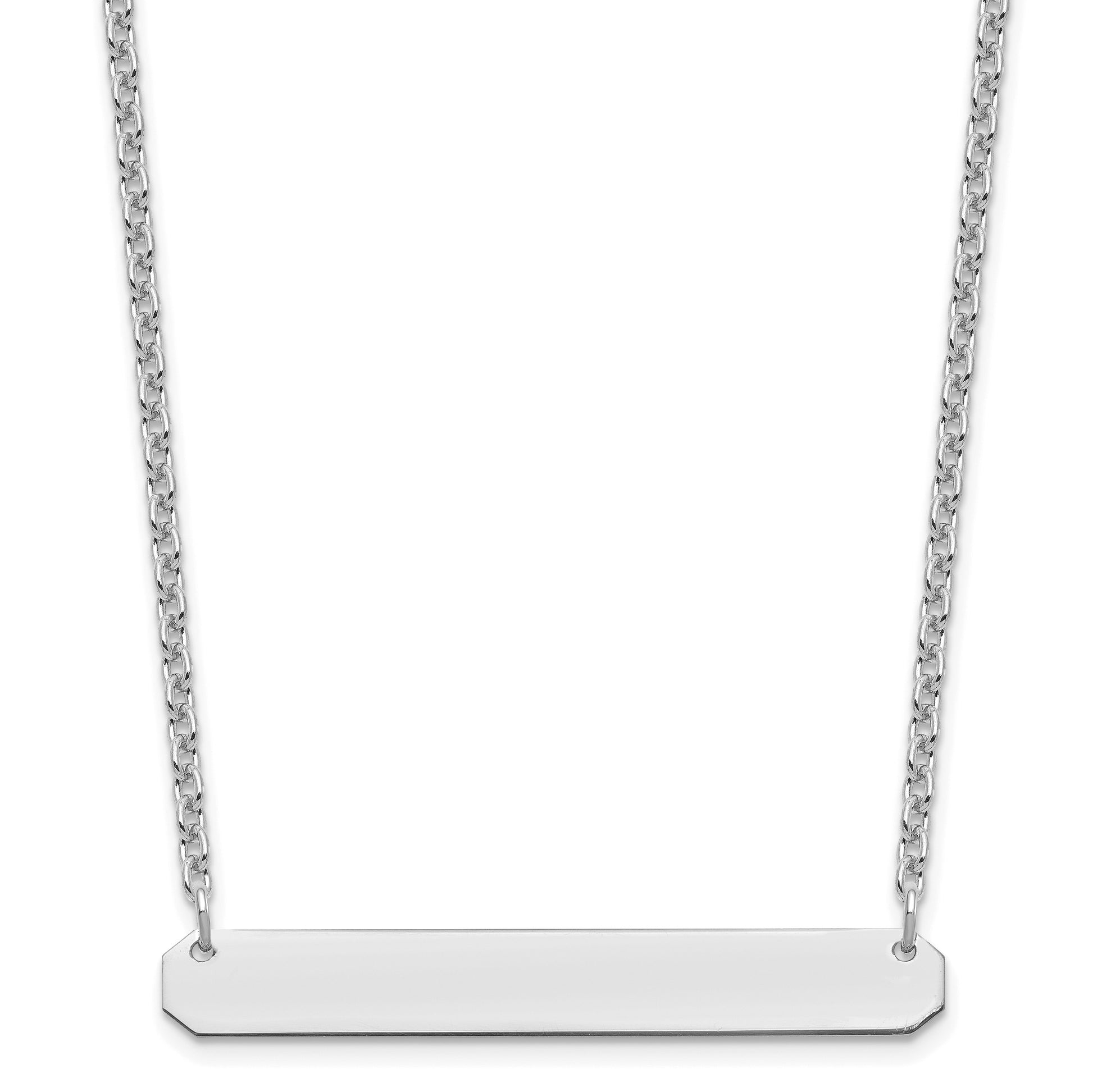 Sterling Silver/Rhodium-plated Medium Blank Bar Necklace