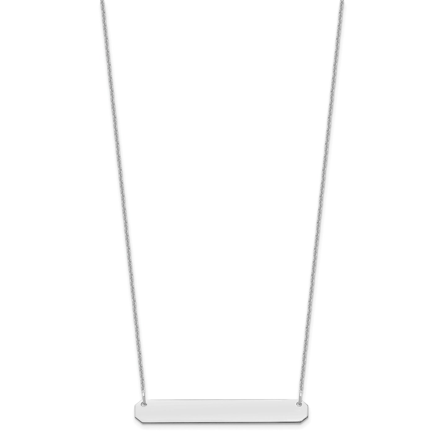 14k White Gold Medium Blank Bar Necklace