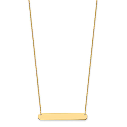 14k Yellow Gold Medium Blank Bar Necklace