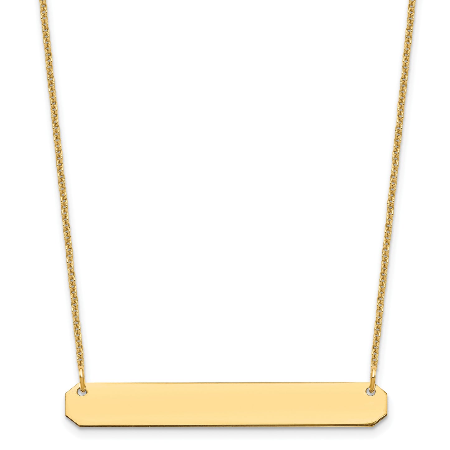 14k Yellow Gold Medium Blank Bar Necklace