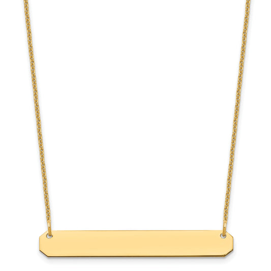 14k Yellow Gold Medium Blank Bar Necklace
