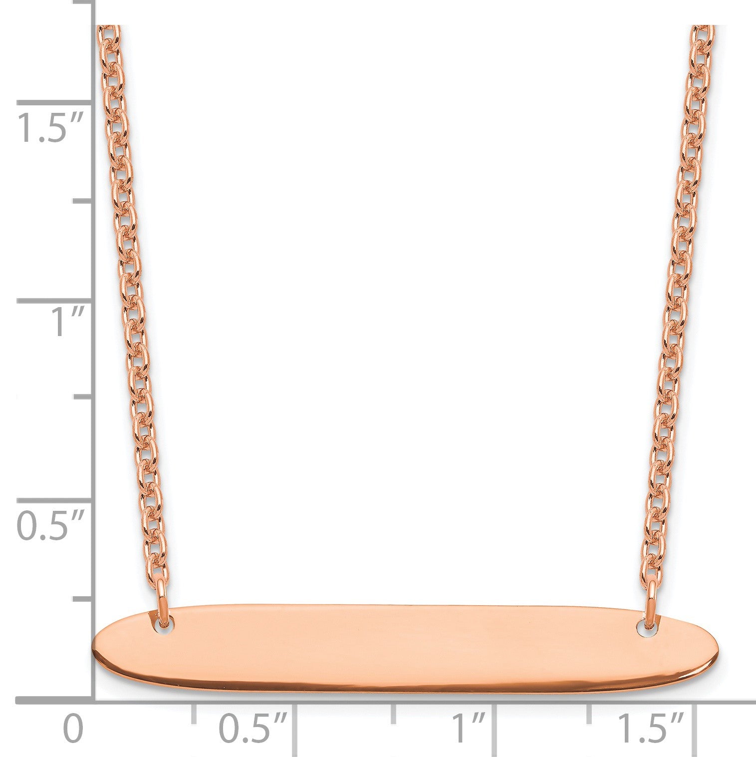 Sterling Silver/Rose-plated Medium Oblong Blank Bar Necklace