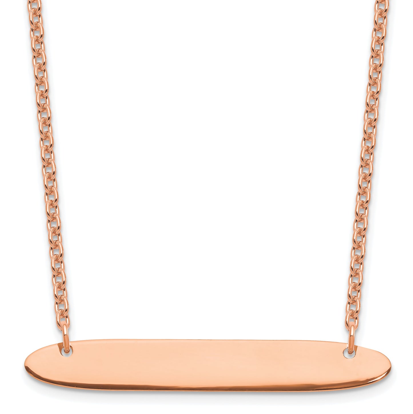 Sterling Silver/Rose-plated Medium Oblong Blank Bar Necklace