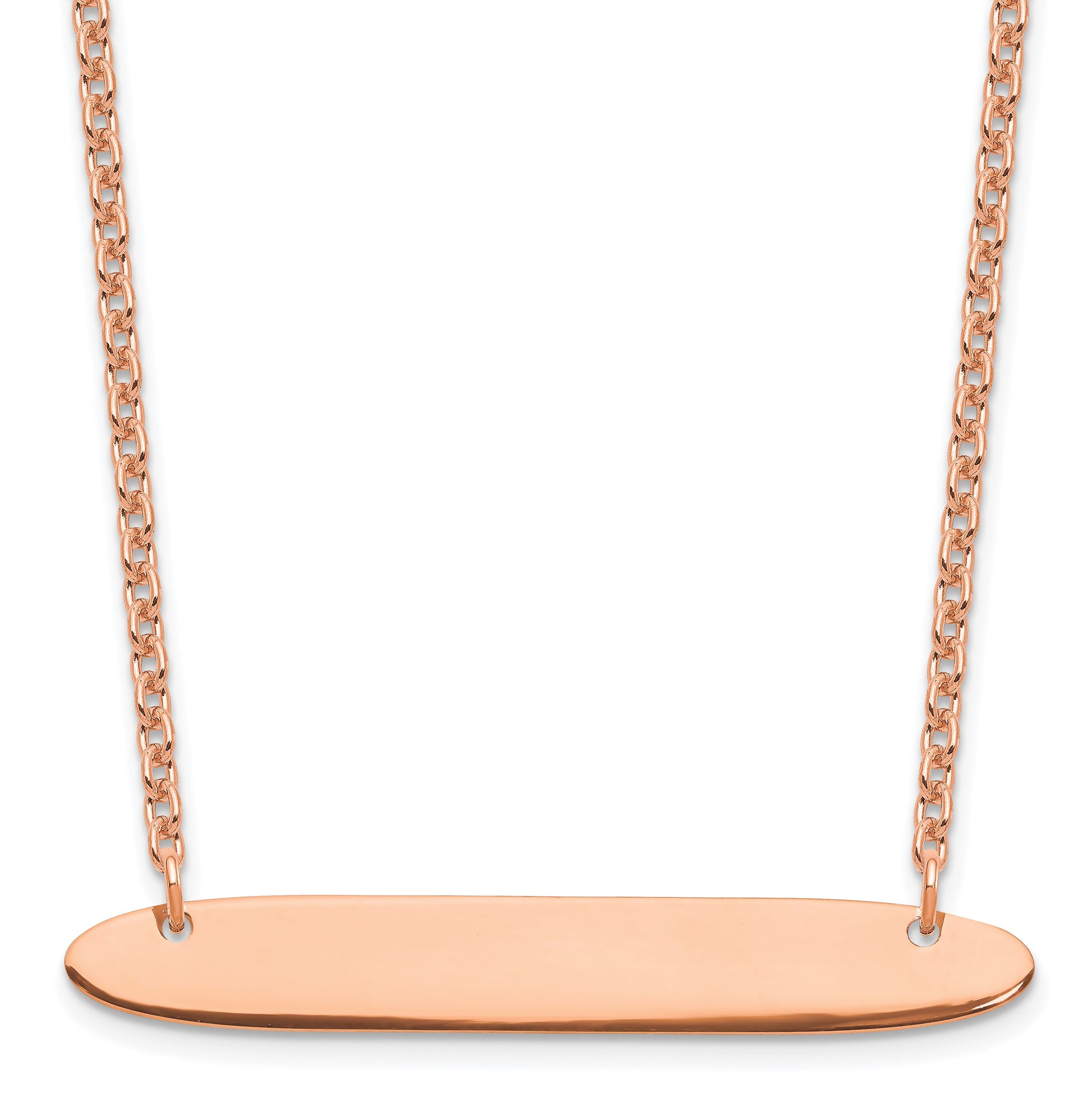 Sterling Silver/Rose-plated Medium Oblong Blank Bar Necklace