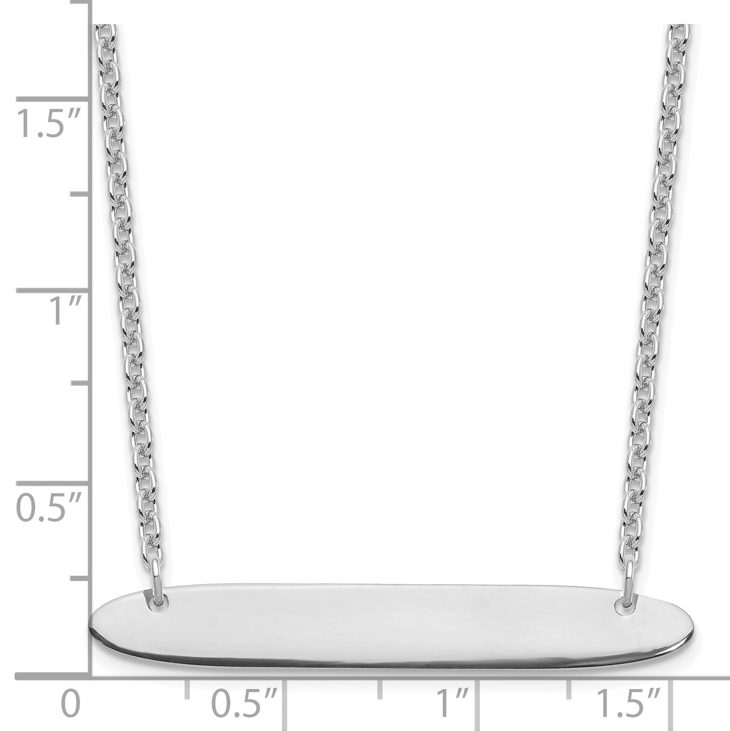 Sterling Silver/Rhodium-plated Medium Oblong Blank Bar Necklace