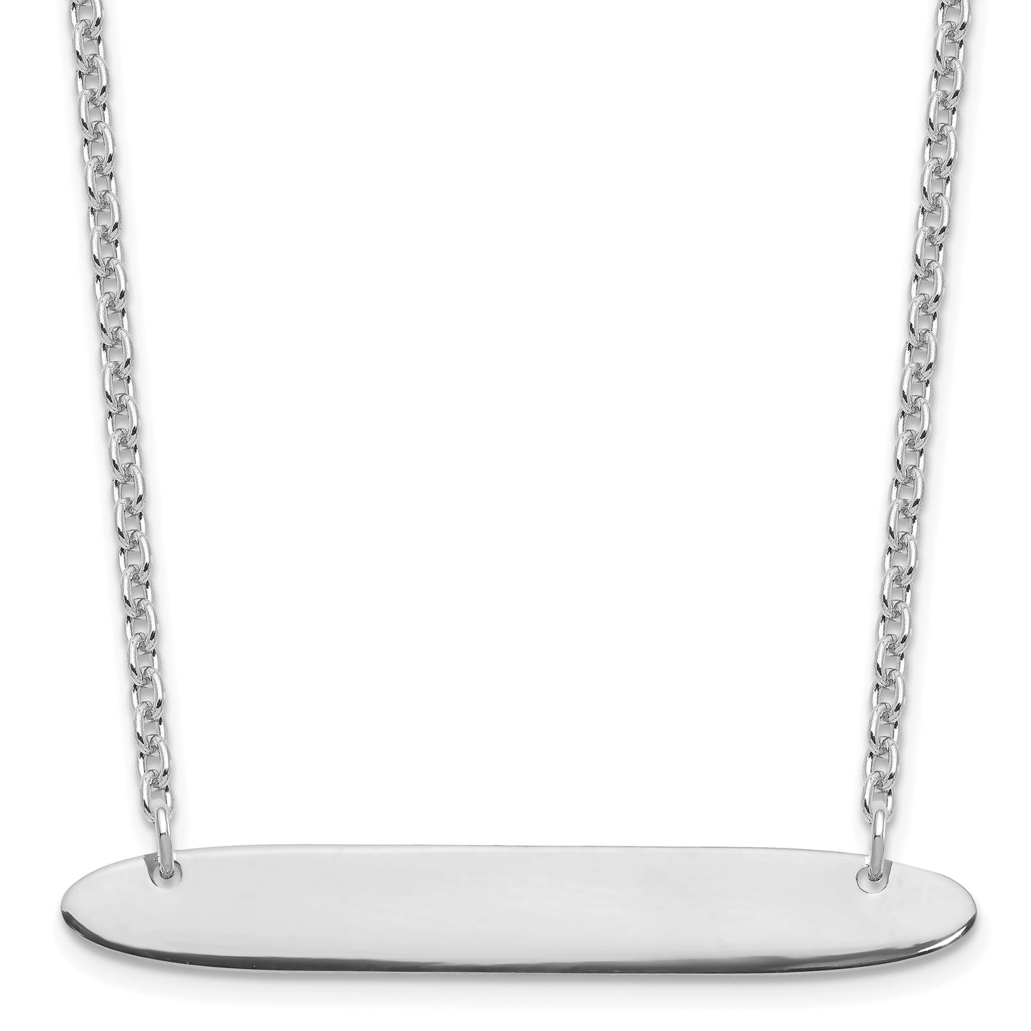 Sterling Silver/Rhodium-plated Medium Oblong Blank Bar Necklace