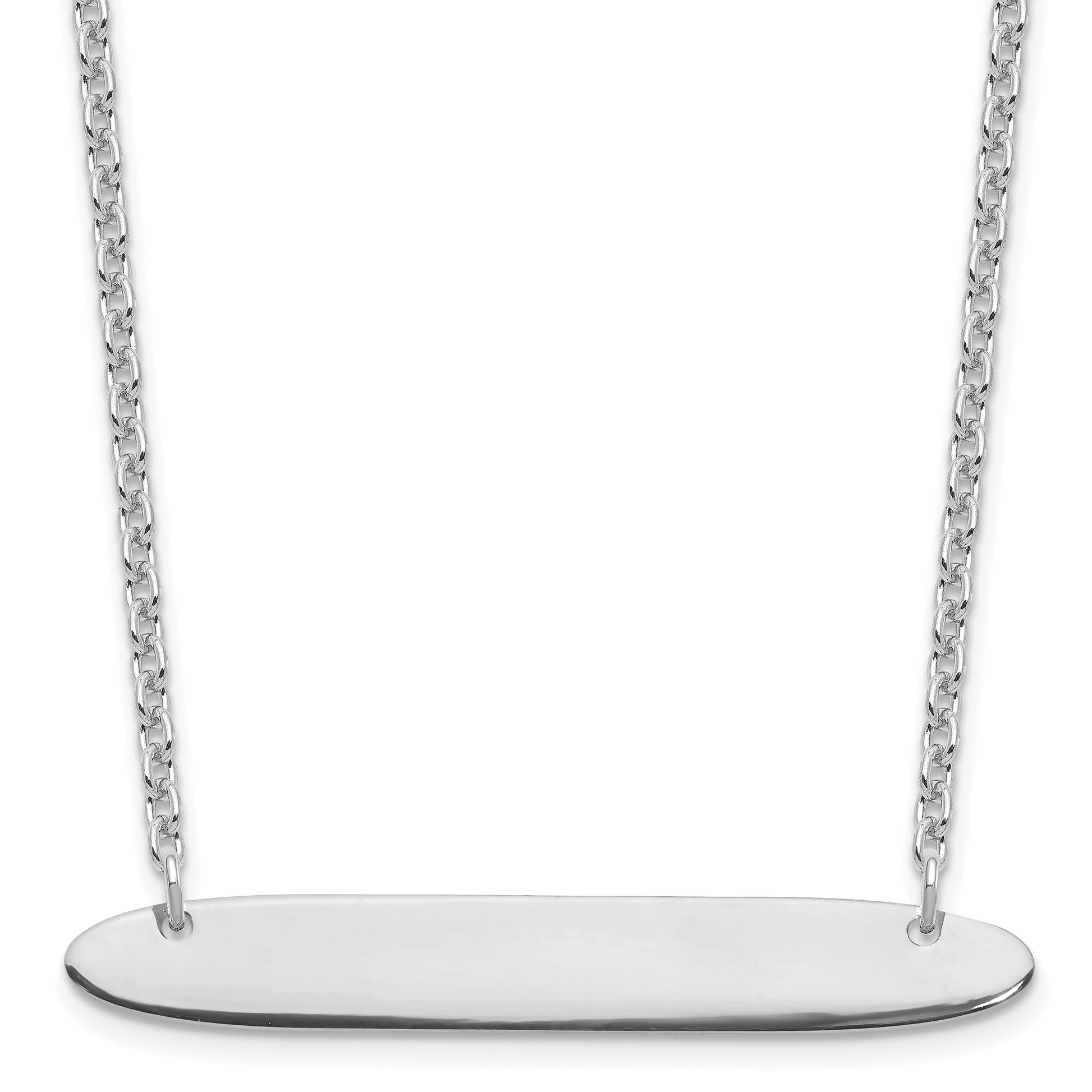 Sterling Silver/Rhodium-plated Medium Oblong Blank Bar Necklace