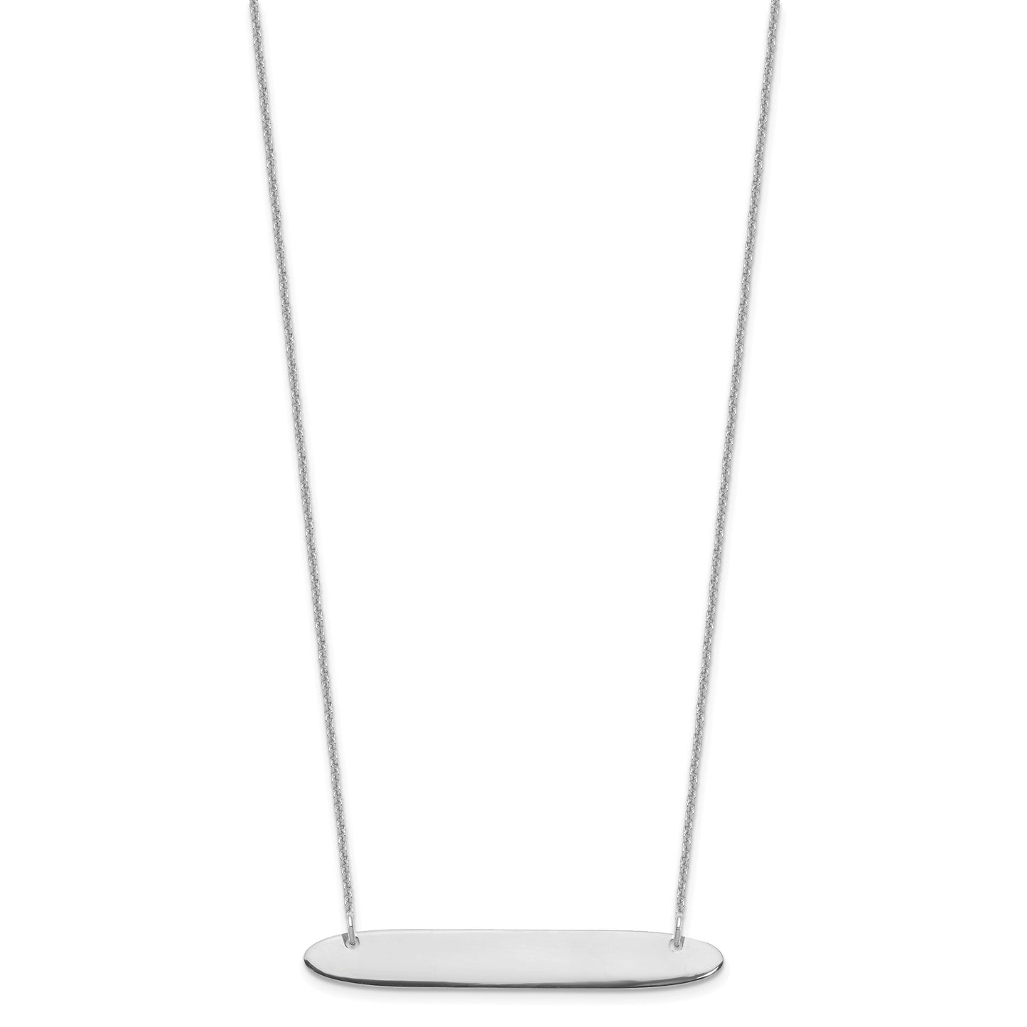 14k White Gold Medium Oblong Blank Bar Necklace