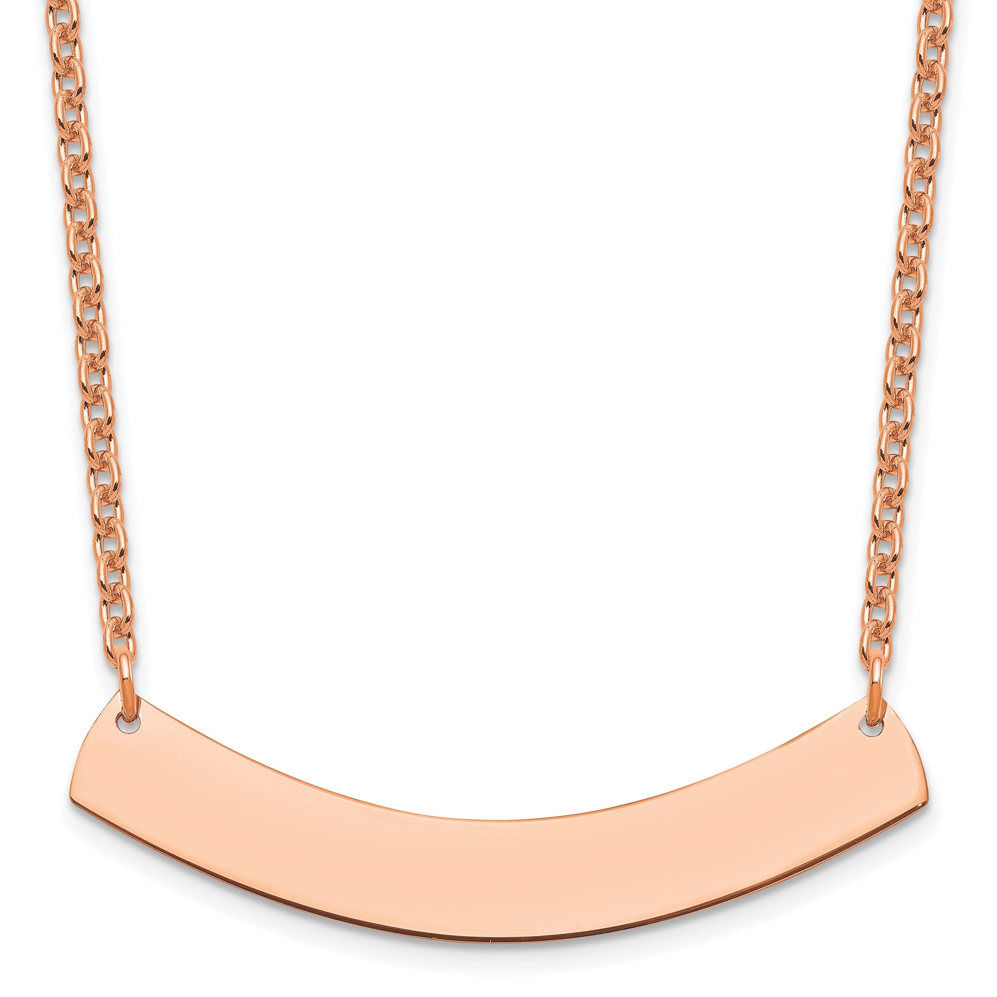 Sterling Silver/Rose-gold Medium Curved Blank Bar Necklace