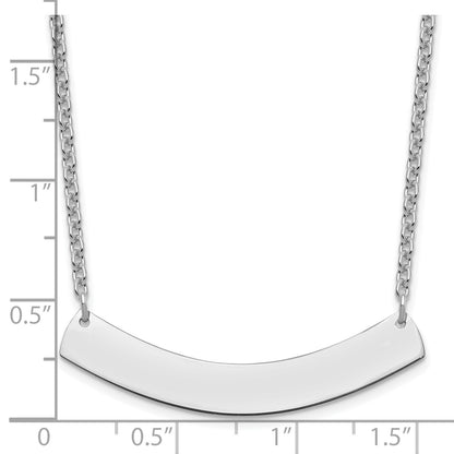 Sterling Silver/Rhodium-plated Medium Curved Blank Bar Necklace