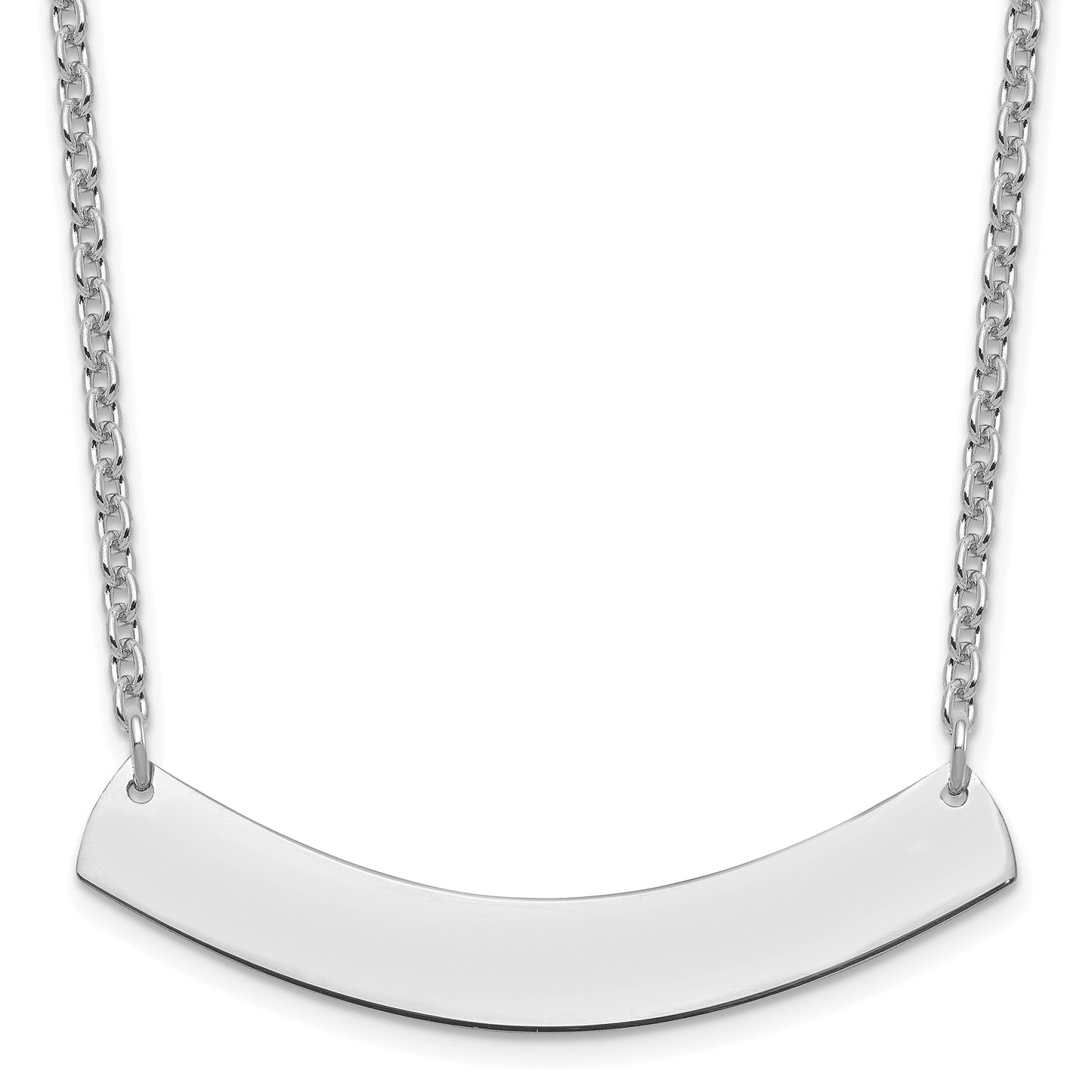 Sterling Silver/Rhodium-plated Medium Curved Blank Bar Necklace