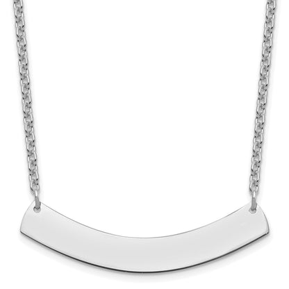 Sterling Silver/Rhodium-plated Medium Curved Blank Bar Necklace