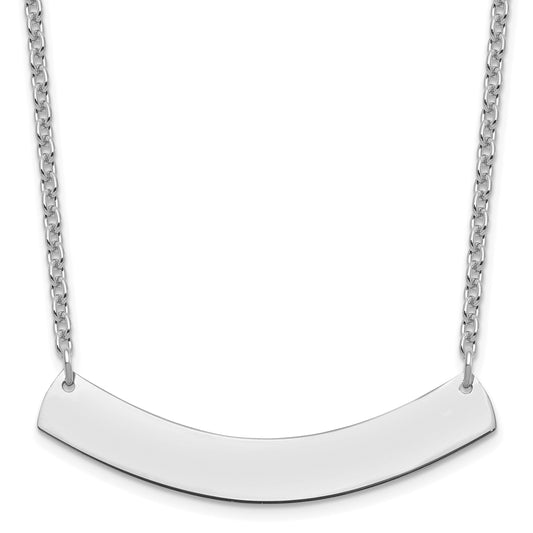 Sterling Silver/Rhodium-plated Medium Curved Blank Bar Necklace