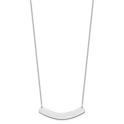14k White Gold Medium Curved Blank Bar Necklace