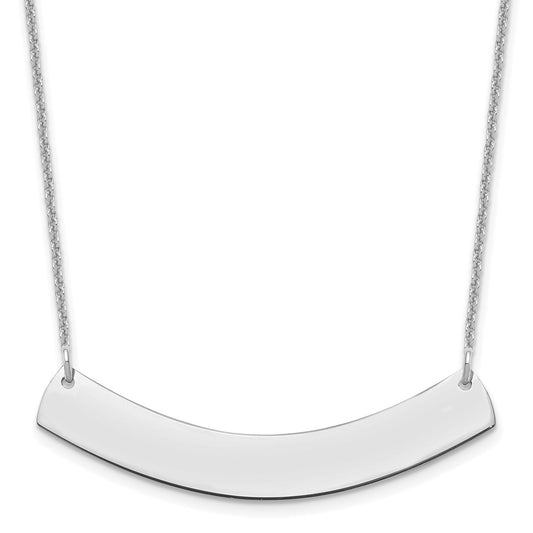 10k White Gold Medium Curved Blank Bar Necklace