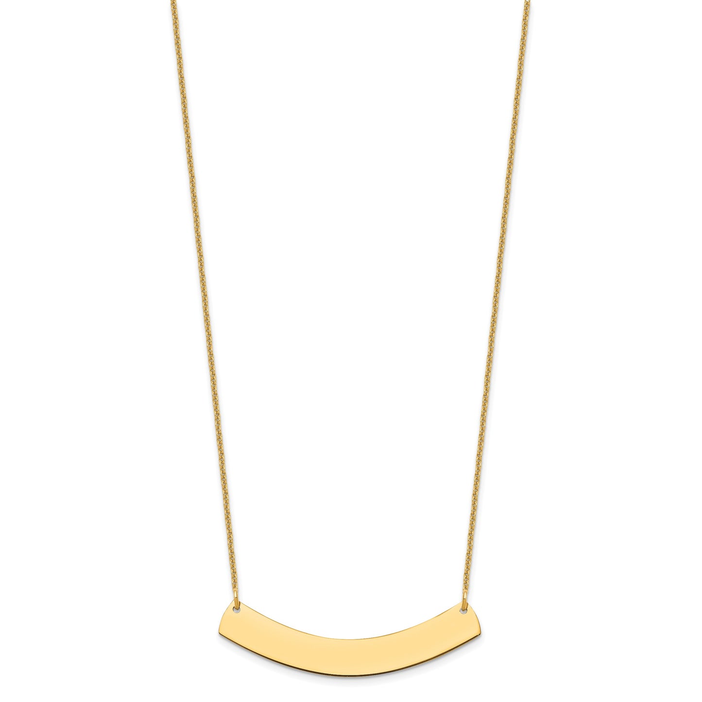 14k Yellow Gold Medium Curved Blank Bar Necklace