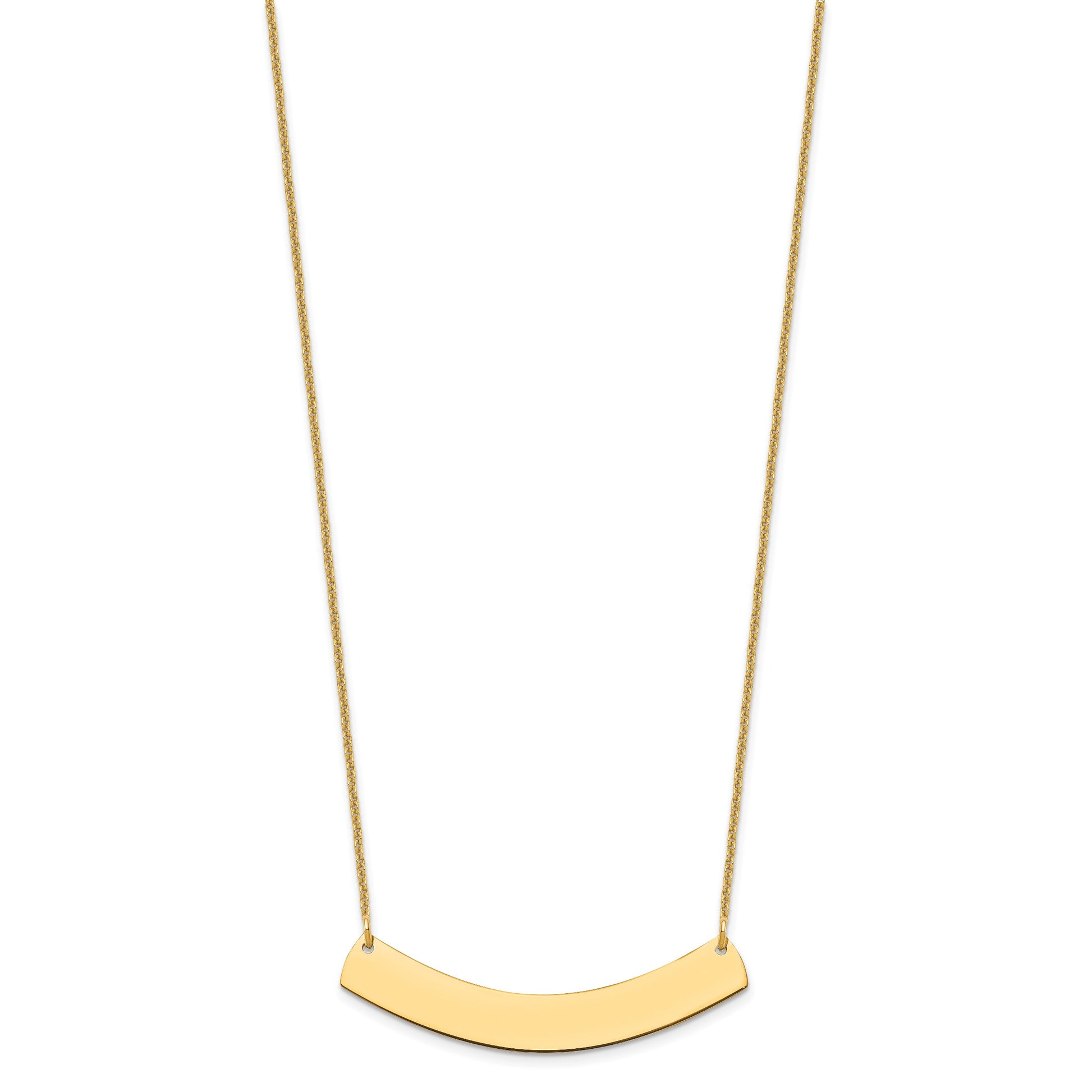 14k Yellow Gold Medium Curved Blank Bar Necklace