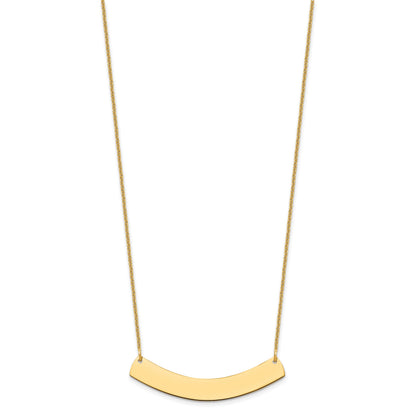 14k Yellow Gold Medium Curved Blank Bar Necklace