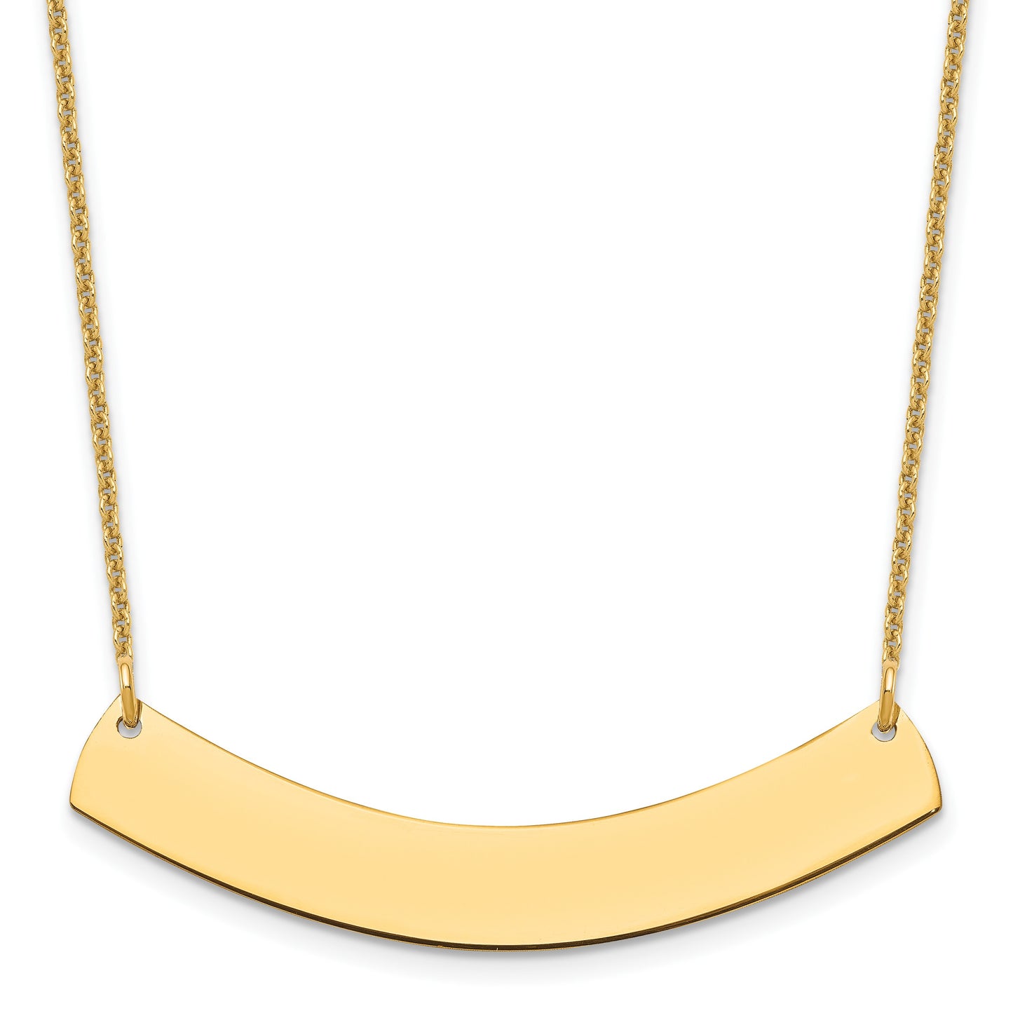 14k Yellow Gold Medium Curved Blank Bar Necklace