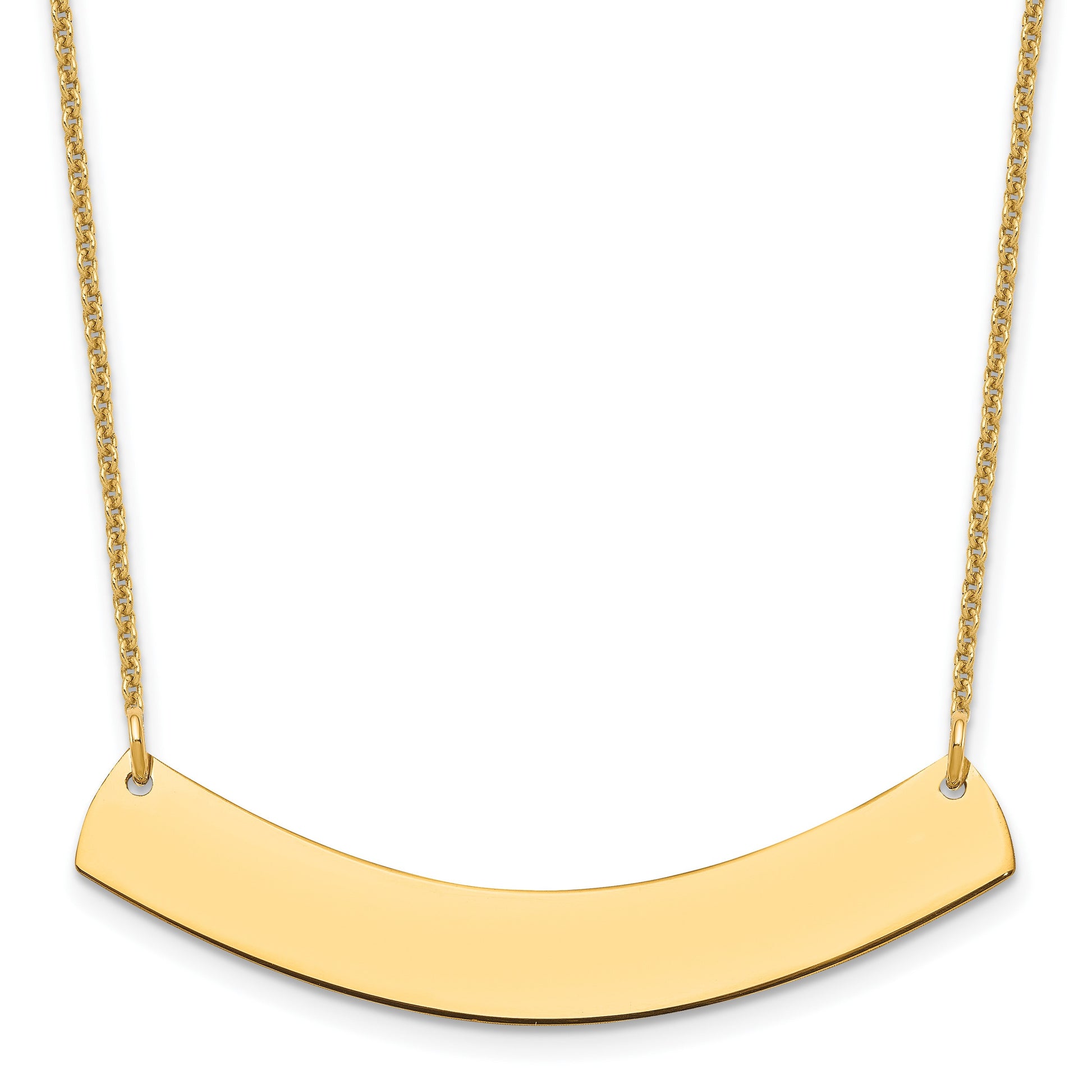14k Yellow Gold Medium Curved Blank Bar Necklace