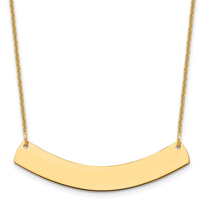 14k Yellow Gold Medium Curved Blank Bar Necklace