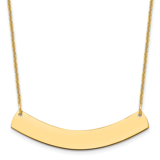 14k Yellow Gold Medium Curved Blank Bar Necklace
