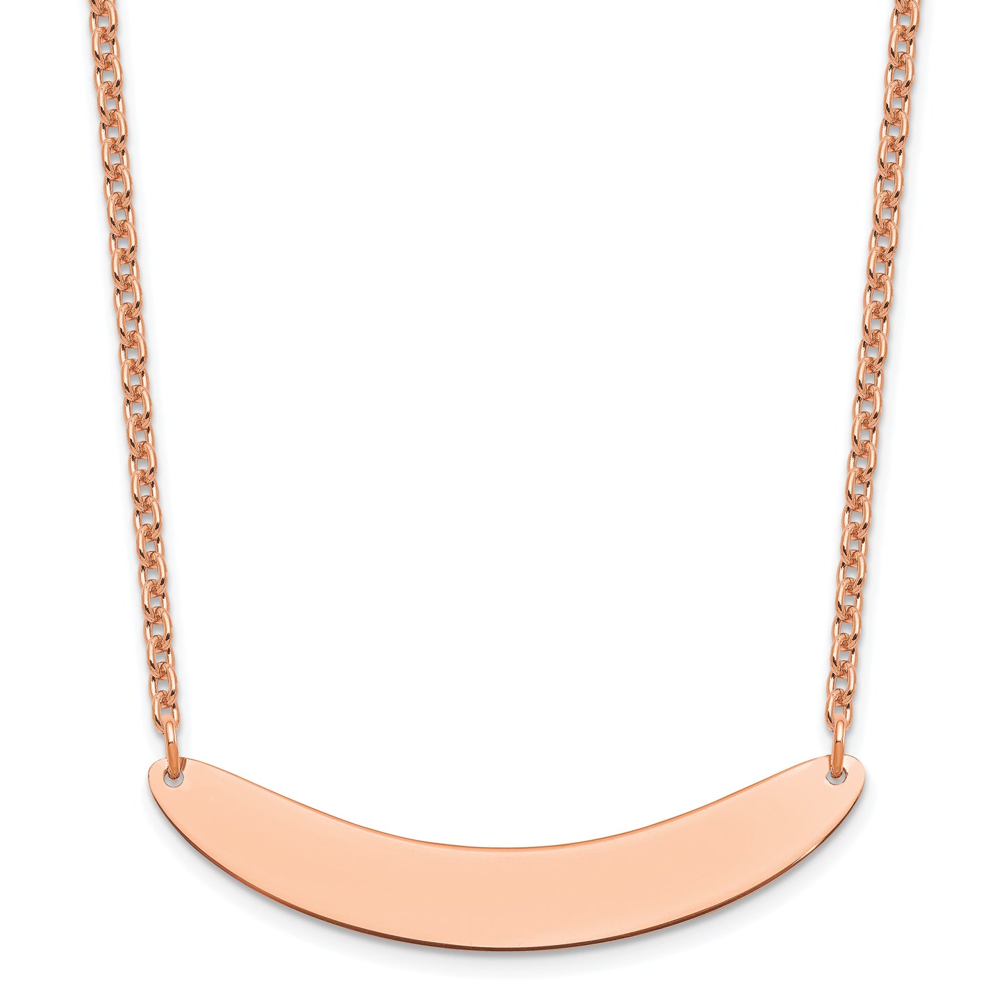Sterling Silver/Rose-plated Medium Curved Blank Bar Necklace