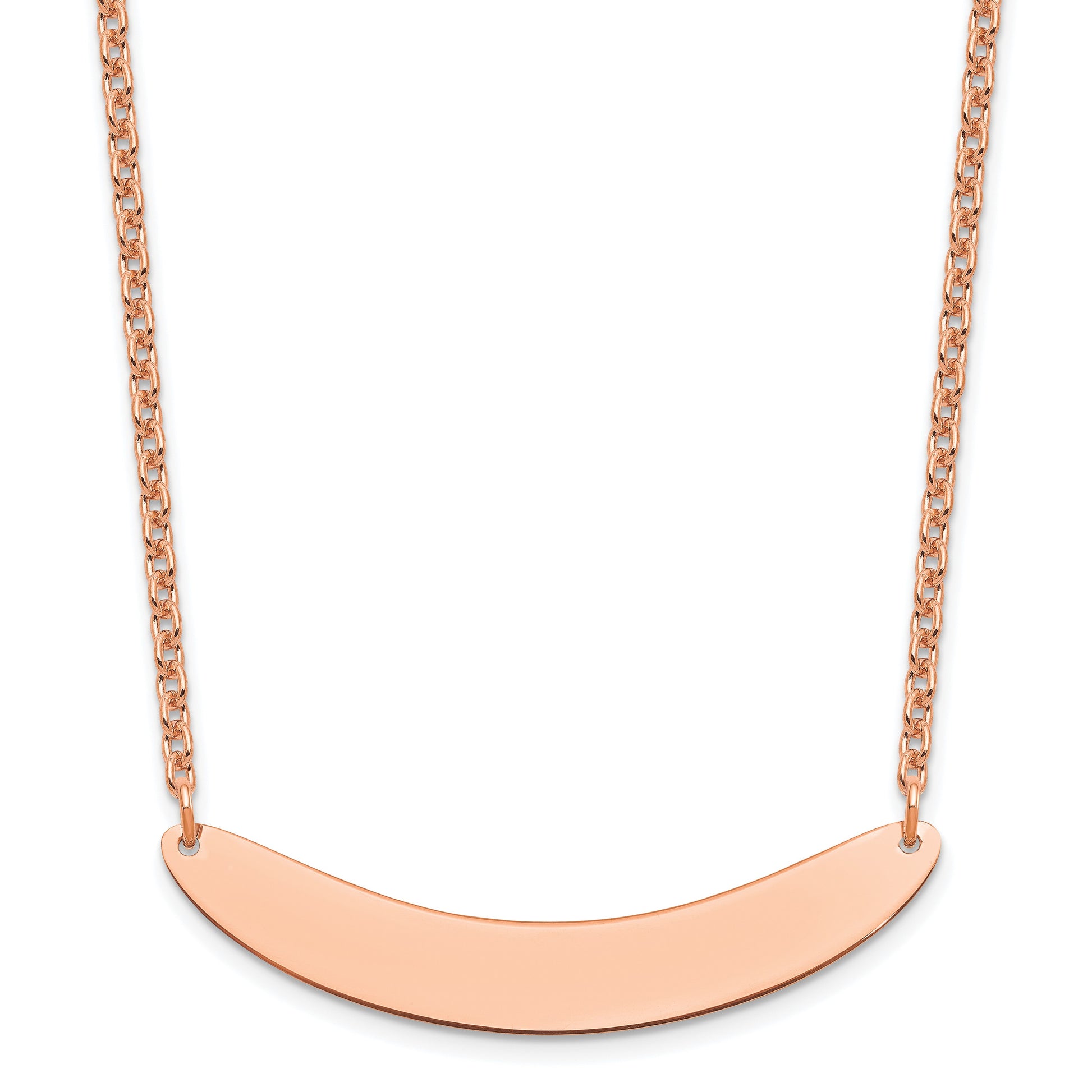 Sterling Silver/Rose-plated Medium Curved Blank Bar Necklace