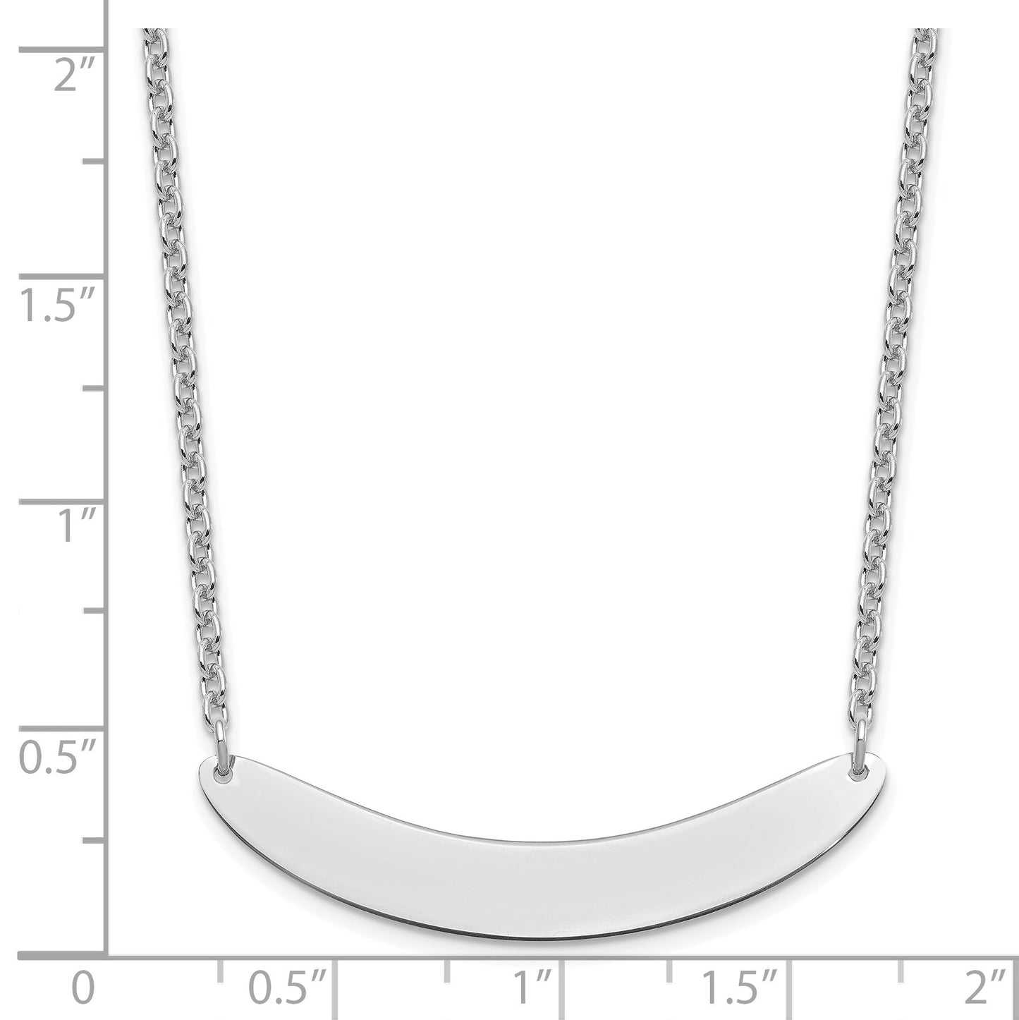 Sterling Silver/Rhod-plated Medium Curved Blank Bar Necklace