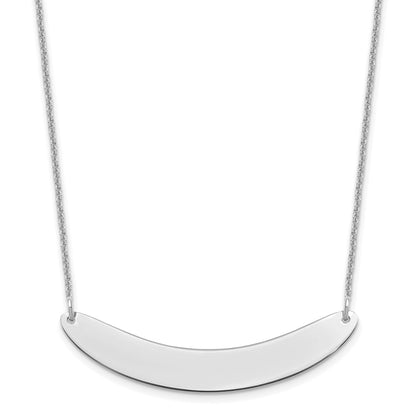 10k White Gold Medium Curved Blank Bar Necklace