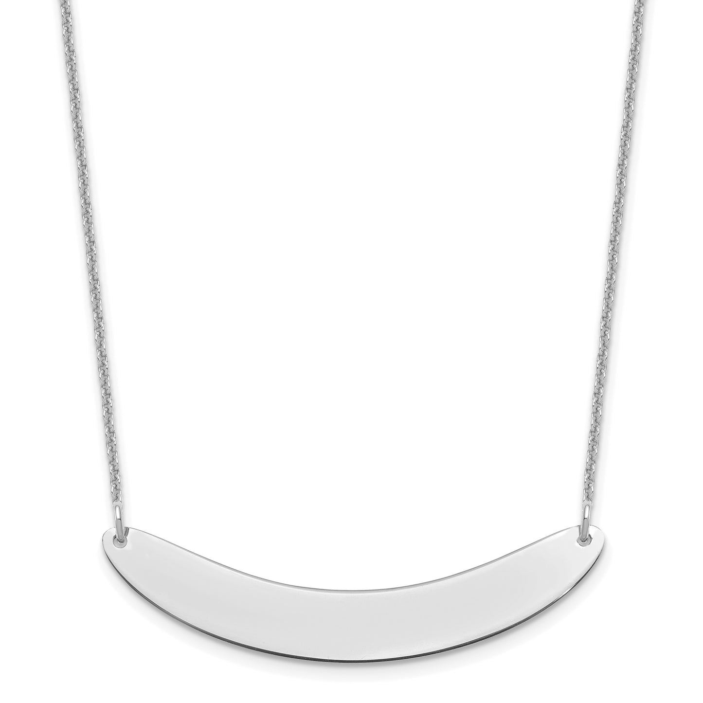 14k White Gold Medium Curved Blank Bar Necklace